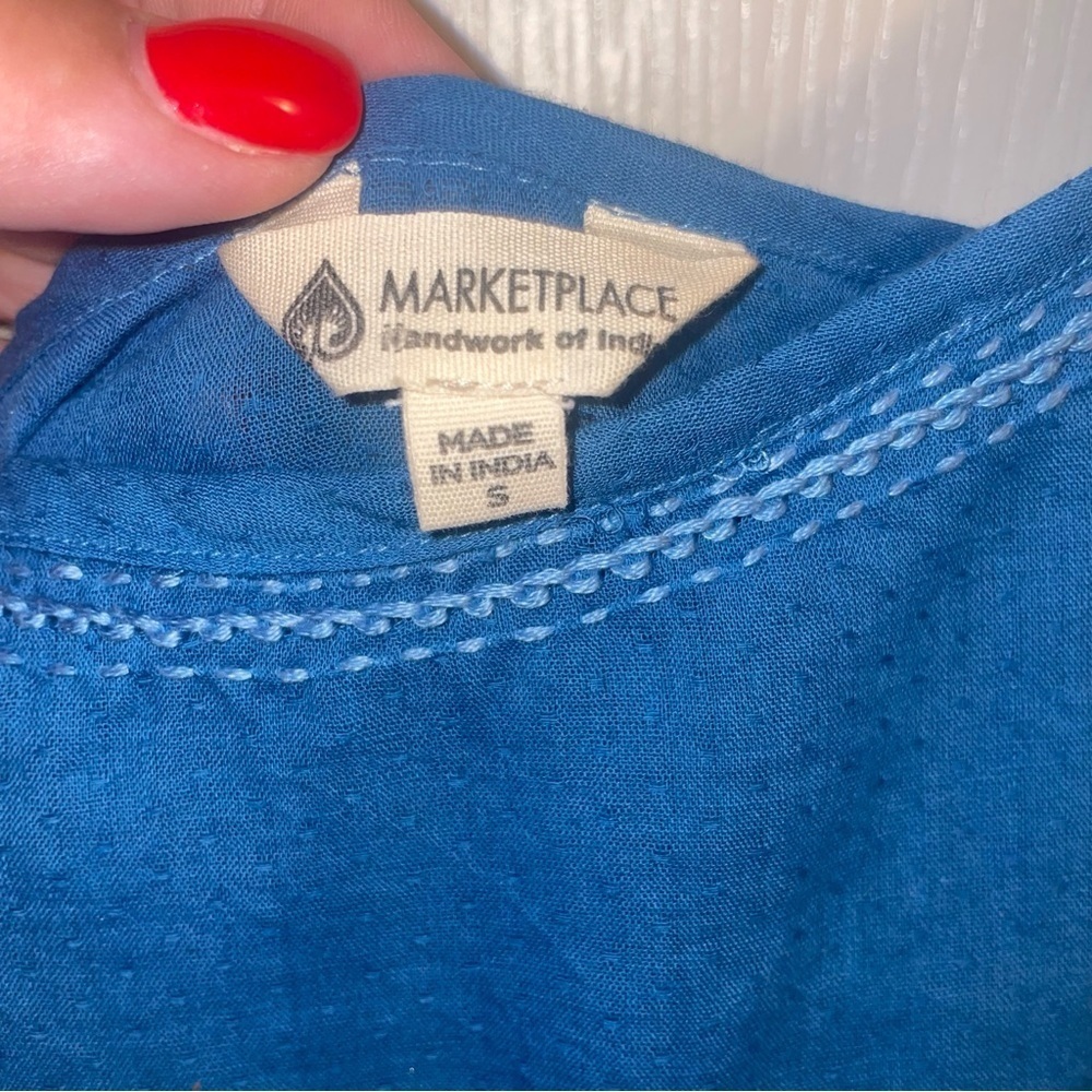 Marketplace Handwork Of‎ India Blue Cotton Cami slip Dress Size Small - Picture 4 of 5